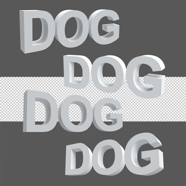 PSD texto de perro alfabeto conjunto 3d render ilustración