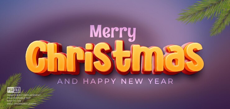 PSD texto personalizado de feliz navidad de estilo 3d