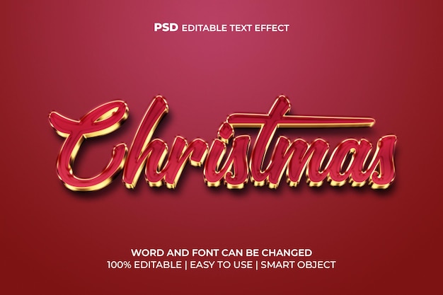 Texto personalizado de feliz navidad de estilo 3d