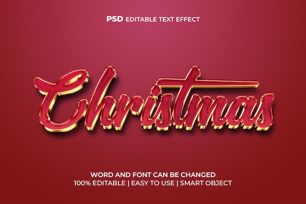 PSD texto personalizado de feliz navidad de estilo 3d