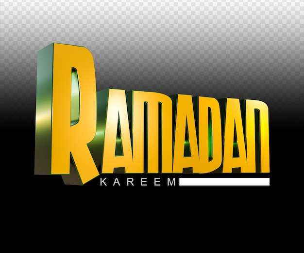 Texto de ramadán kareem renderizado en 3d en fondo transparente