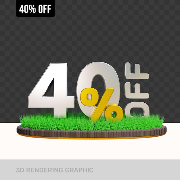 Texto de renderizado 3d 40 por ciento de descuento