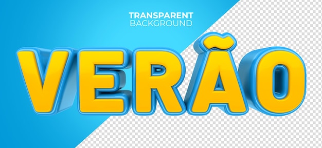 Texto renderizado en 3D cyan de verano brasileño
