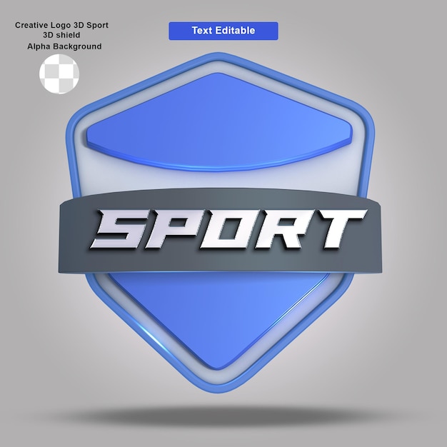 PSD texto de representación 3d del escudo deportivo creativo editable