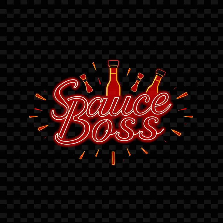 PSD texto en rojo neón y naranja profundo con salsa de fondo de neón diseño tipográfico delicioso