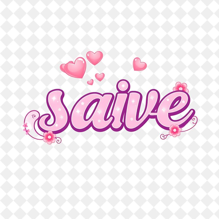 PSD el texto de shoujo guardado con corazones y flores relucientes el texto es elegante y con curvas de color rosa suave y púrpura