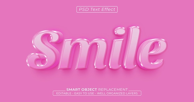 Texto de sonrisa efecto de texto de estilo 3D editable