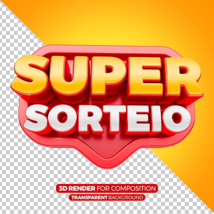 PSD texto del sorteo del premio 3d para la composición brasileña frente rojo