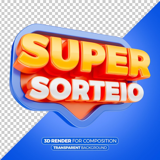 Texto del sorteo del premio 3D para la composición brasileña naranja azul