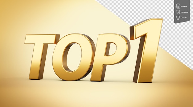 El texto superior brillante dorado elegante el texto superior dorado aislado en fondo dorado ilustración 3d