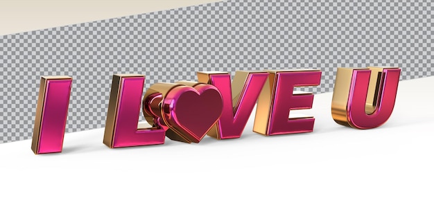 PSD texto te amo render 3d