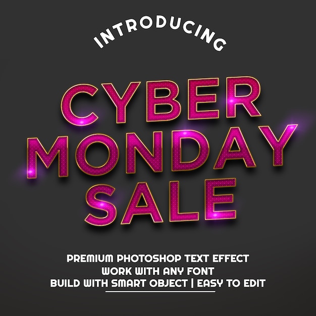 Texto tridimensional de venda de cyber monday