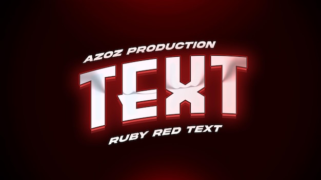 Texto vermelho 3d texto rubí 3d