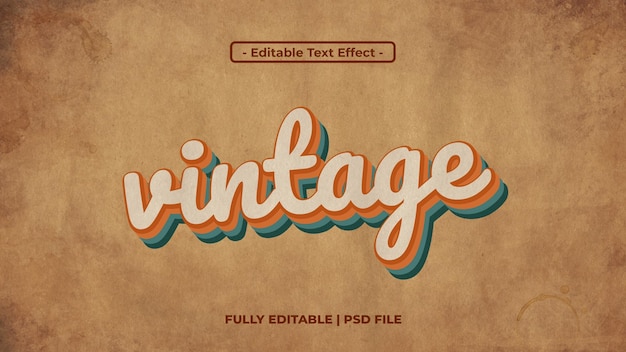 PSD texto vintage completamente editable para psd premium minorista