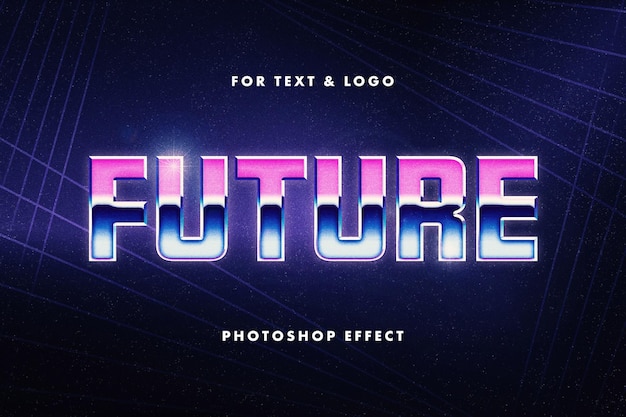 PSD texto vintage retrowave e efeito de logotipo