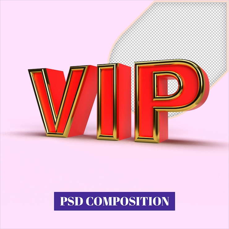 PSD texto vip 3d con corona. aislado en blanco