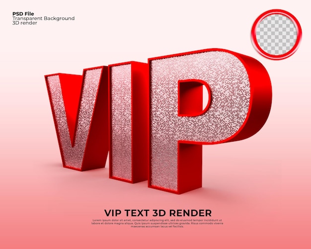 Texto vip 3d render oro lujo diamante color rojo