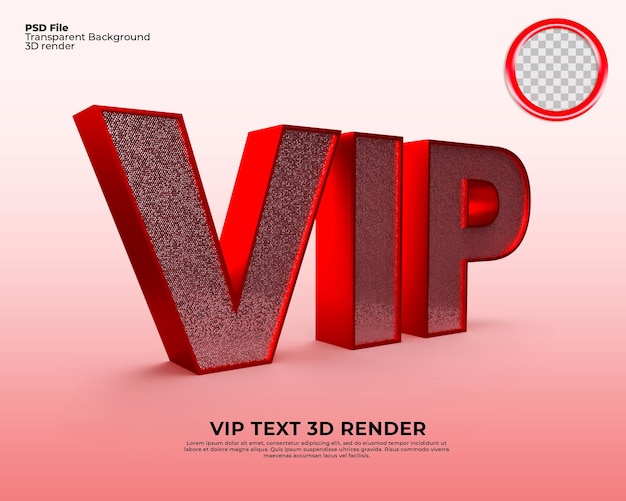 PSD texto vip 3d renderização ouro luxo diamante cor vermelha