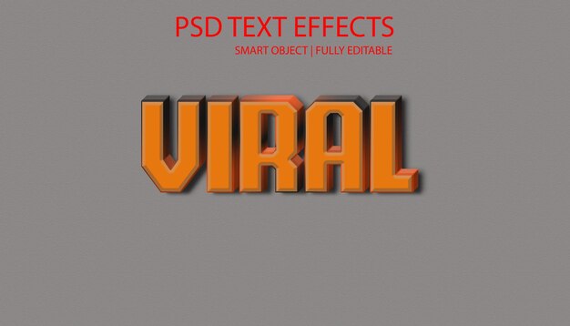 Texto viral estilo de fonte 3D efeito de texto editável PSD