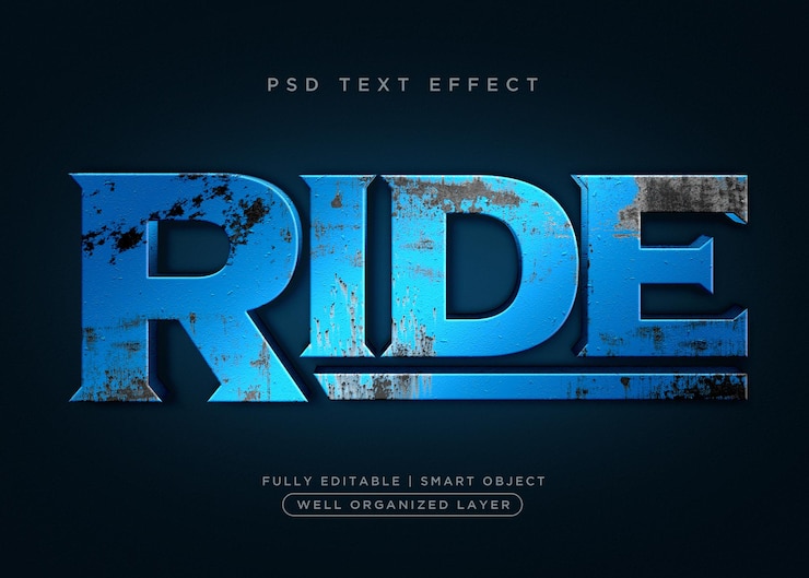 PSD textový efekt ve 3d stylu – ride