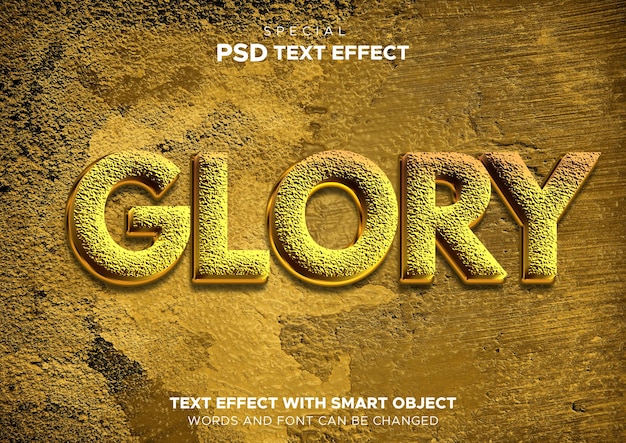 PSD textstileffekt fettes mockup 3d-textur herrlichkeitseffekt