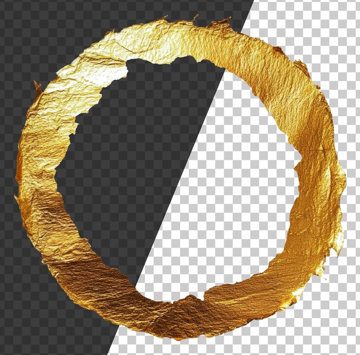 PSD textura circular de papel dorado en fondo blanco recortado en stock png