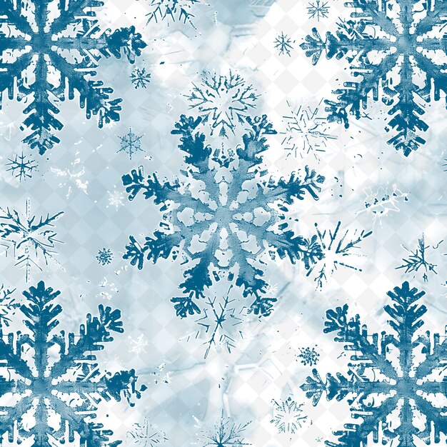 PSD textura de cristales de hielo de copo de nieve con simetría hexagonal y decoración de fondo de superposición creativa en png