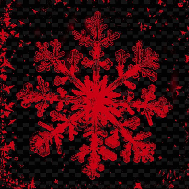 PSD textura de cristales de hielo de copo de nieve con simetría hexagonal y decoración de fondo de superposición creativa en png