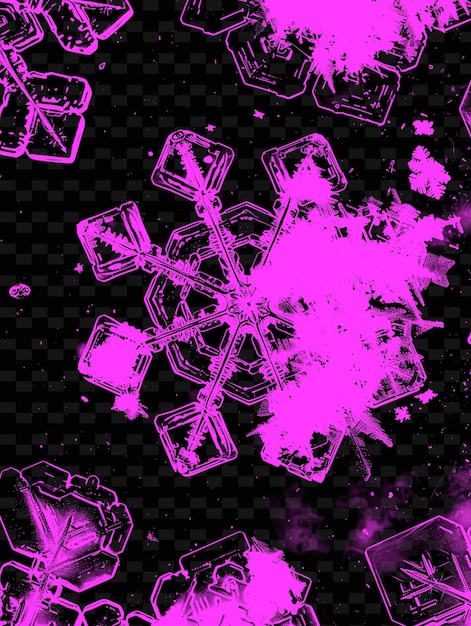 Textura de cristales de hielo de copo de nieve con simetría hexagonal y decoración de fondo de superposición creativa en PNG
