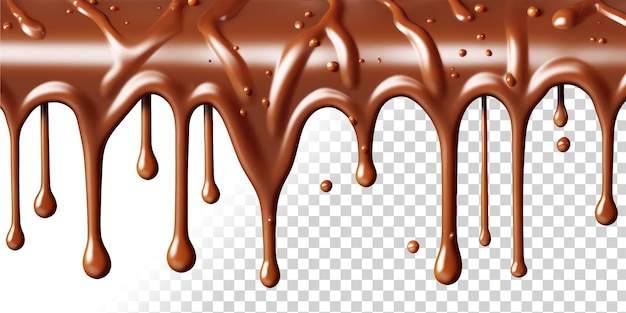 Textura de chocolate gotejante realista borda superior PSD isolada