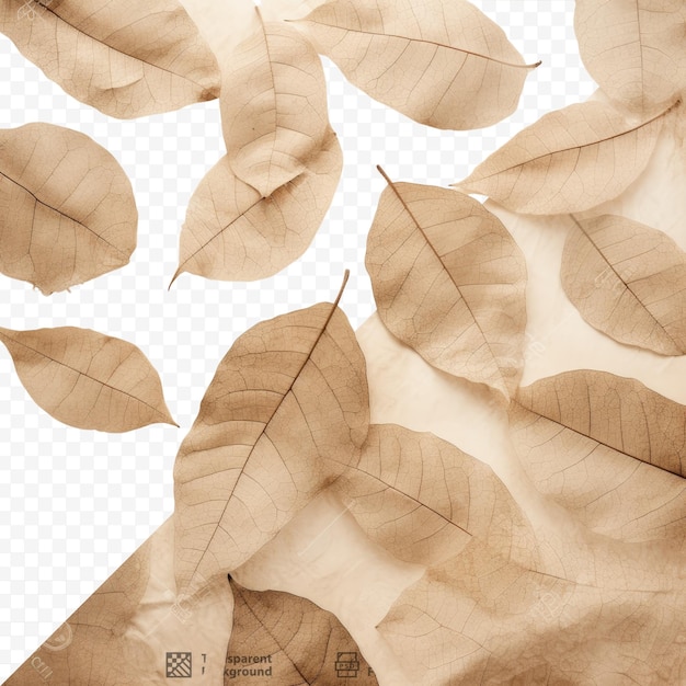 PSD textura de folhas castanhas envelhecidas em um fundo castanho