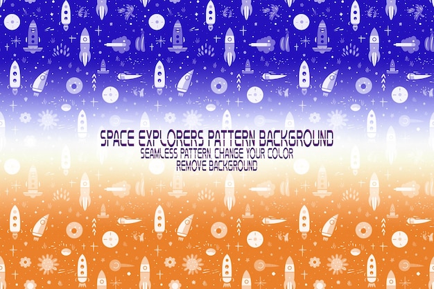 PSD textura de fundo com exploradores espaciais shuttles planetas e estrelas padrão psd editável