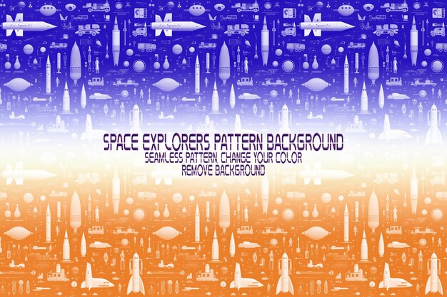 PSD textura de fundo com exploradores espaciais shuttles planetas e estrelas padrão psd editável