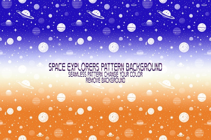 PSD textura de fundo com exploradores espaciais shuttles planetas e estrelas padrão psd editável