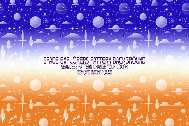 PSD textura de fundo com exploradores espaciais shuttles planetas e estrelas padrão psd editável