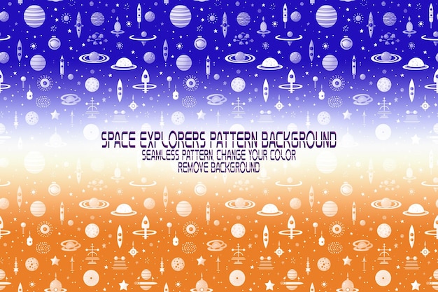 Textura de fundo com exploradores espaciais shuttles planetas e estrelas padrão psd editável