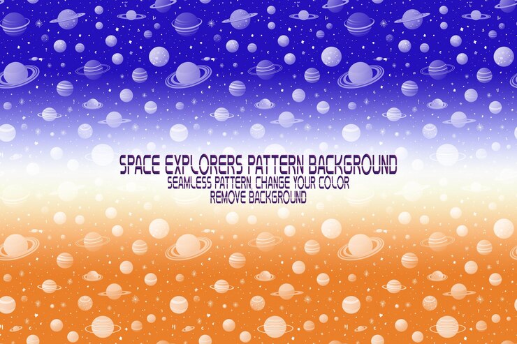 PSD textura de fundo com exploradores espaciais shuttles planetas e estrelas padrão psd editável