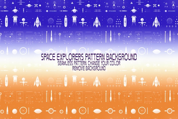 PSD textura de fundo com exploradores espaciais shuttles planetas e estrelas padrão psd editável