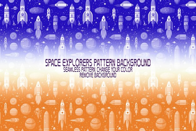 PSD textura de fundo com exploradores espaciais shuttles planetas e estrelas padrão psd editável