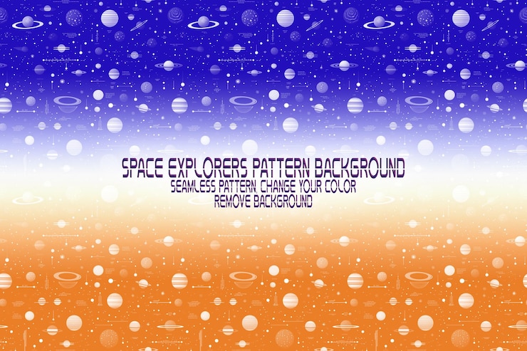 PSD textura de fundo com exploradores espaciais shuttles planetas e estrelas padrão psd editável