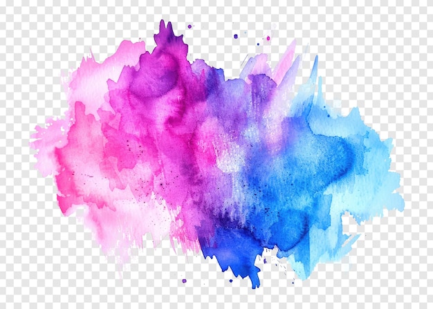 PSD textura de mancha de aquarela rosa e azul em fundo transparente