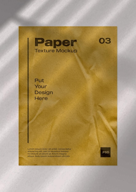 Textura de rugas de papel marrom para maquete 01