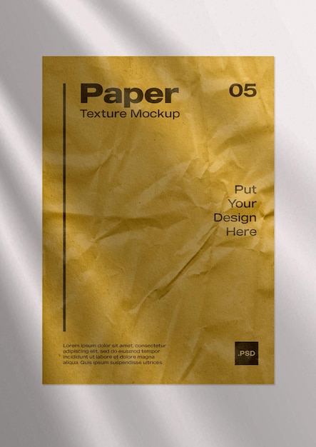 PSD textura de rugas de papel marrom para maquete 03