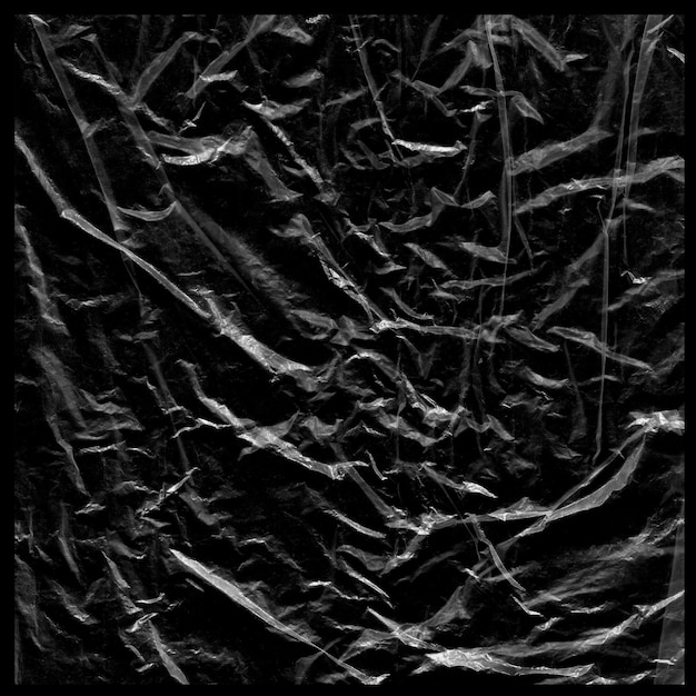 Textura de saco de plástico preto amassado