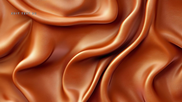 PSD textura de tecido de seda castanho abstrato com ondas e dobras elegantes