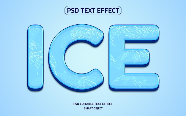 PSD textura de efecto de texto editable de hielo