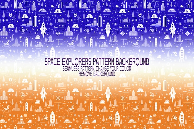 Textura de fondo con exploradores espaciales transbordadores planetas y estrellas patrón psd editable