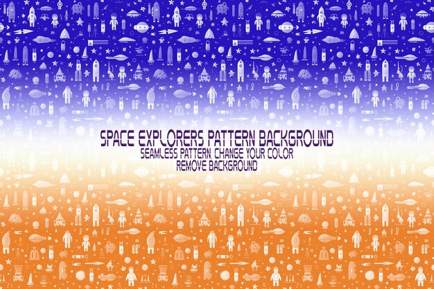 Textura de fondo con exploradores espaciales transbordadores planetas y estrellas patrón PSD editable