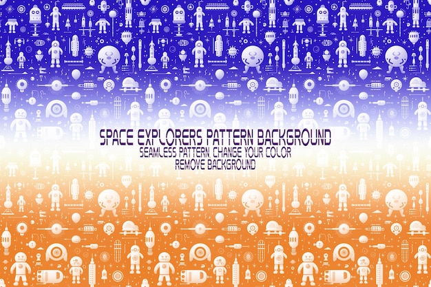 Textura de fondo con exploradores espaciales transbordadores planetas y estrellas patrón PSD editable