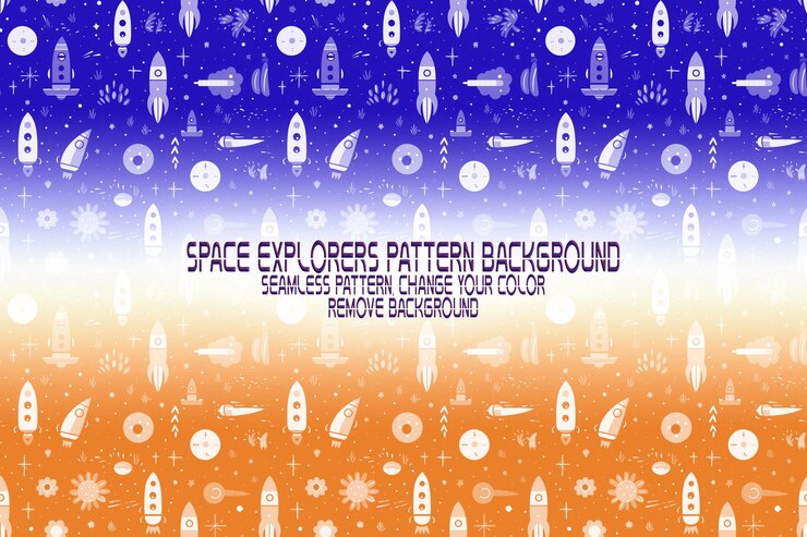PSD textura de fondo con exploradores espaciales transbordadores planetas y estrellas patrón psd editable